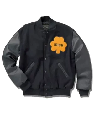 Rudy inspired Notre Dame Irish bomber jacket with traditional letterman silhouette, authentic team aesthetics, and timeless collegiate charm