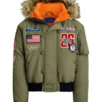 Olympic 2026 Team USA Green Hooded Bomber Jacket