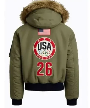 Premium Team USA Green Hooded Bomber Jacket for Winter Sports and Olympic Fans