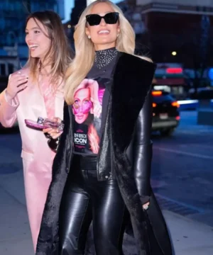 Paris Hilton NYC 2026 black trench coat celebrity street style fashion