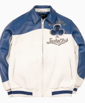 Payroll Giovanni Pelle Pelle jacket in Winner Takes white edition showcasing sleek detailing and contemporary streetwear aesthetics