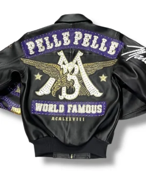 Joey Bada$$ Pelle Pelle jacket in World Famous black edition showcasing sleek detailing and contemporary streetwear aesthetics