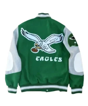 Philadelphia Eagles varsity jacket inspired by Princess Diana with timeless silhouette, authentic team aesthetics, and retro streetwear charm