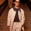 Pierre Niney Paris Fashion Week coat stylish celebrity runway outerwear