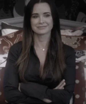 Real Housewives of Beverly Hills S15 Kyle Richards button down shirt featuring classic tailored design, premium fabric, and chic celebrity style