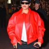 Rihanna leather jacket featured in Los Angeles 2025 with premium design and sleek finish