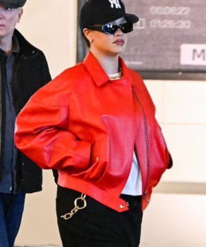 Stylish 2025 Los Angeles leather jacket inspired by Rihanna’s iconic celebrity look