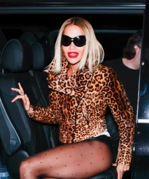 Rita Ora inspired Paris Fashion Week jacket with vibrant print design