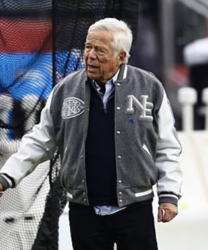 Robert Kraft New England Patriots AFC Divisional Playoff varsity jacket featuring premium fabric, team-inspired design, and official NFL fanwear