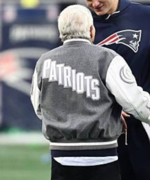 Robert Kraft New England Patriots AFC Divisional Playoff varsity jacket featuring premium fabric, team-inspired design, and official NFL fanwear