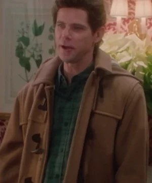 Saturday Night Live S51 Mikey Day tan coat featuring classic tailored design, premium fabric, and celebrity-inspired outerwear style