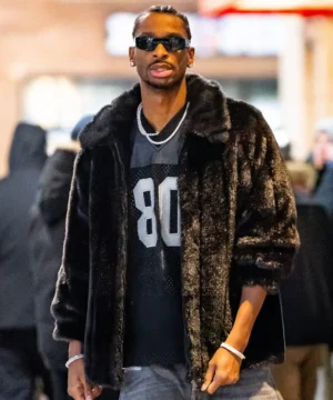 Shai Gilgeous-Alexander US fur jacket featuring premium faux fur, stylish design, and basketball-inspired fanwear