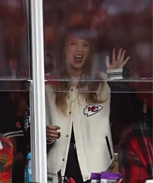 Taylor Swift Chiefs varsity jacket red and gold football fan outerwear