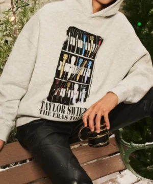 Taylor Swift Eras Tour hoodie featuring microphone set design and premium fabric