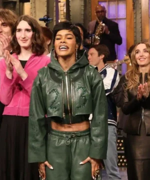 Teyana Taylor SNL S51 cropped jacket inspired Saturday Night Live outfit
