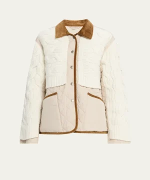 Stylish contrast trim cable knit jacket inspired by Hoda Kotb’s 2025 Today Show look