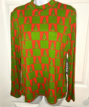 "Festive Christmas tree check top worn on The Today Show 2025 with modern detailing