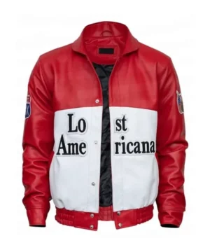 The Tonight Show Lost Americana red jacket inspired by MGK showcasing contemporary design, vibrant finish, and urban outerwear aesthetics