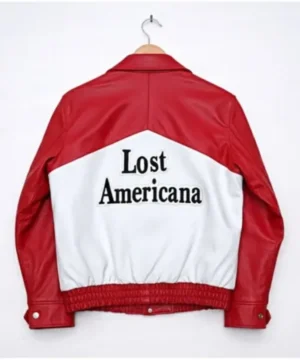 The Tonight Show Lost Americana red jacket inspired by MGK showcasing contemporary design, vibrant finish, and urban outerwear aesthetics