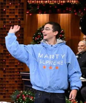 Stylish blue jacket inspired by Timothée Chalamet’s look on The Tonight Show