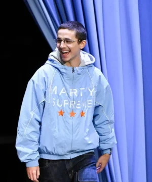Timothée Chalamet blue jacket featured on The Tonight Show Starring Jimmy Fallon