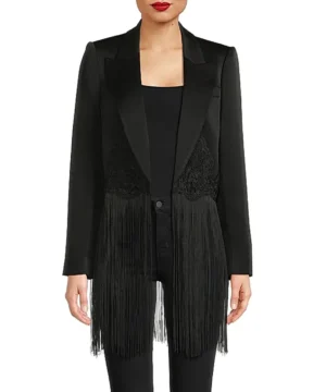 Celebrity-inspired Reba McEntire fringe jacket from The Voice S28 with premium suede-style finish