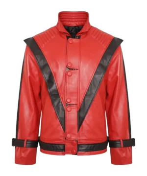 Thriller leather jacket inspired by Michael Jackson with classic silhouette, bold detailing, and timeless music memorabilia appeal
