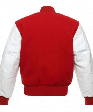 University of Houston varsity jacket in red and white collegiate design