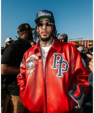 Rolling Loud red Pelle Pelle jacket inspired by LiAngelo Ball combining classic urban fashion with celebrity flair
