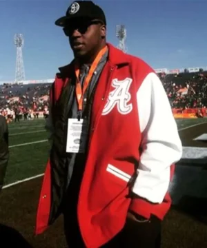 Alabama Crimson Tide varsity jacket red white NCAA fan outerwear