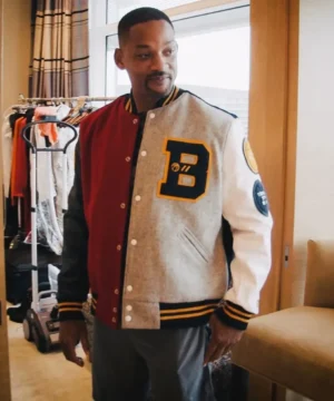 Will Smith Bel-Air Academy varsity jacket featuring classic letterman design, premium materials, and iconic TV-inspired collegiate style