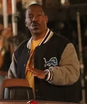 Eddie Murphy Beverly Hills Cop 4 Detroit Lions jacket featuring classic NFL team styling, premium materials, and iconic movie-inspired outerwear