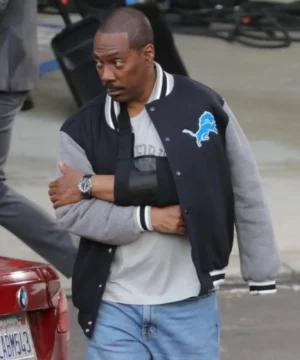 Eddie Murphy Beverly Hills Cop 4 Detroit Lions jacket featuring classic NFL team styling, premium materials, and iconic movie-inspired outerwear