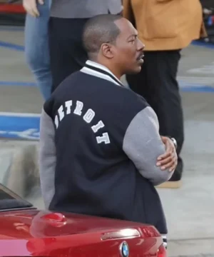 Eddie Murphy signature Beverly Hills Cop 4 Lions jacket showcasing bold team colors, quality craftsmanship, and vintage American sportswear style