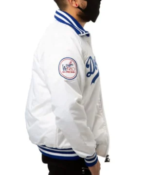 bomber los angeles dodgers satin white jacket
