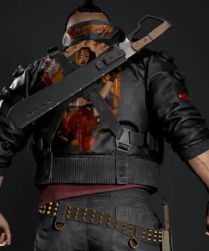 Alternative view of Cyberpunk 2077 Jackie Welles Bomber Leather Jacket