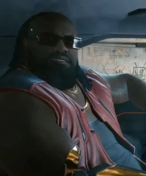cyberpunk dexter deShawn red leather vest