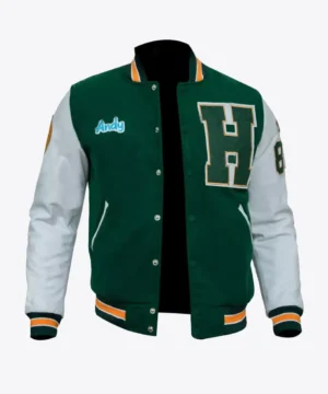 Eddie Munson signature Stranger Things varsity jacket showcasing high-quality material, sleek silhouette, and trendy fan apparel aesthetics