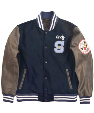 Andy varsity jacket from The Breakfast Club with sleek silhouette, high-quality craftsmanship, and contemporary vintage fan apparel appeal