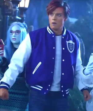 Justin Derickson signature Monster High varsity jacket showcasing durable material, bold detailing, and trendy cinematic outerwear aesthetics