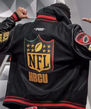 Stylish HBCU varsity jacket inspired by Khadarel Hodge featuring classic letterman details