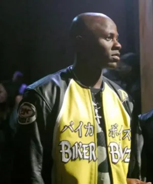Derek Luke signature Biker Boyz leather jacket showcasing high-quality material, bold detailing, and stylish cinematic biker aesthetics