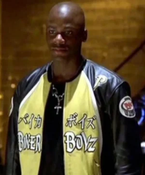 Derek Luke signature Biker Boyz leather jacket showcasing high-quality material, bold detailing, and stylish cinematic biker aesthetics