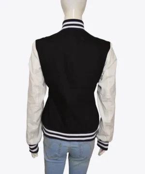 Varsity jacket inspired by Kim Kardashian with sleek silhouette, high-quality craftsmanship, and contemporary urban fashion appeal