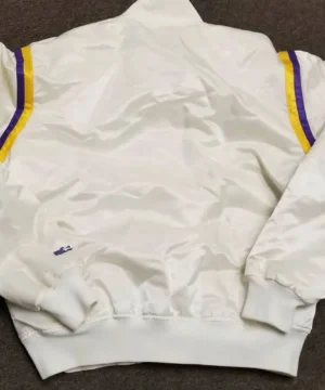 los angeles 80s lakers bomber satin white jacket