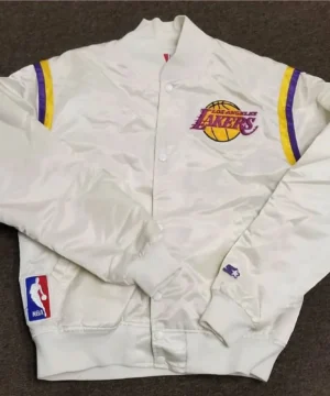 los angeles 80s lakers white satin jacket