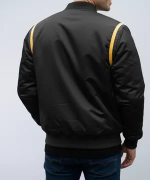 los angeles lakers satin black jacket model back