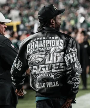 Pelle Pelle Philadelphia Eagles jacket inspired by Meek Mill combining sports pride with classic streetwear fashion