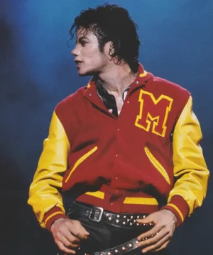 Michael Jackson Thriller varsity jacket featuring iconic red and black design, premium fabric, and legendary pop culture style