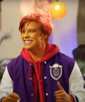 Monster High The Movie varsity jacket inspired by Justin Derickson with sleek silhouette, high-quality craftsmanship, and contemporary fan apparel appeal